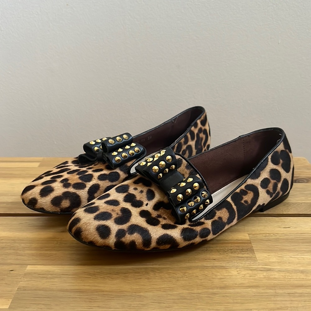 Pedder Red leopard slip on loafers